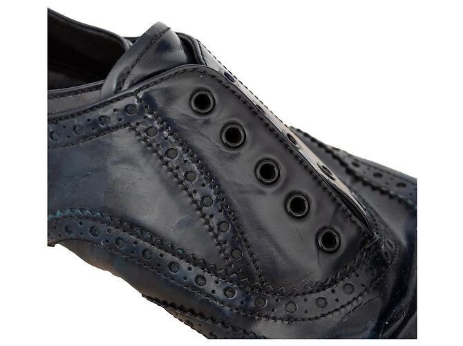 Scarpe in pelle blu brogue Prada - vista 7
