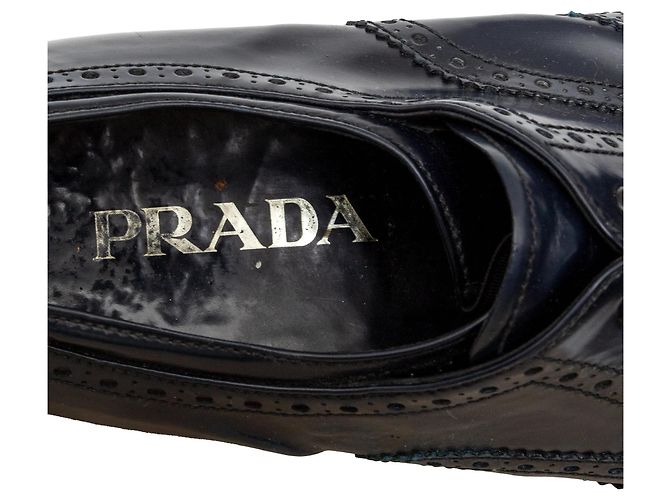 Scarpe in pelle blu brogue Prada - vista 9