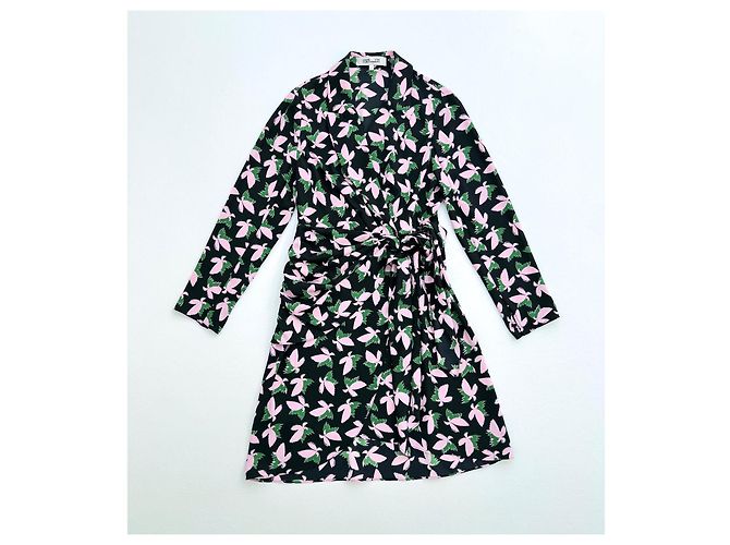 Diane von Furstenberg Wickelkleid mit Blumenmuster Schwarz Mehrfarben - Ansicht 3