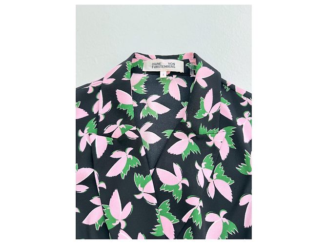 Diane von Furstenberg Wickelkleid mit Blumenmuster Schwarz Mehrfarben - Ansicht 4