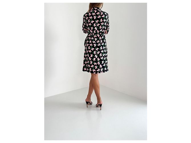 Diane von Furstenberg Wickelkleid mit Blumenmuster Schwarz Mehrfarben - Ansicht 5