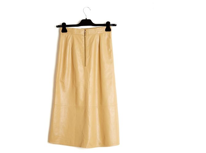 Falda de Cuero Bourgoisie Beige Alexa Chung FR36 UK8 US6 - vista 6