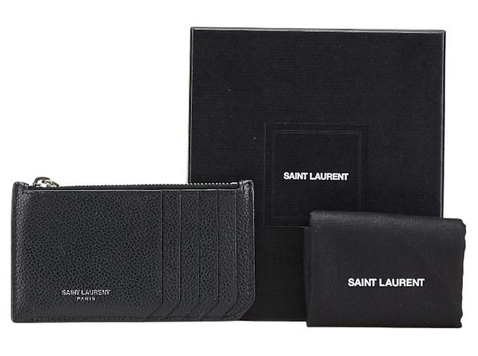 Portafoglio in pelle nera Saint Laurent Nero - vista 11