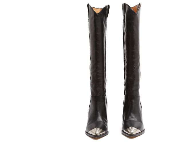 Botas Isabel Marant Lamsy Negro EU37 Botas de Cuero Estilo Cowboy UK4 US6.5 - vista 2
