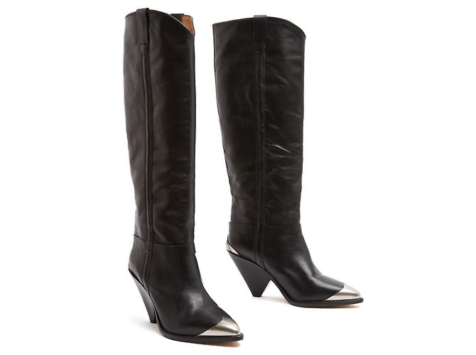 Botas Isabel Marant Lamsy Negro EU37 Botas de Cuero Estilo Cowboy UK4 US6.5 - vista 3
