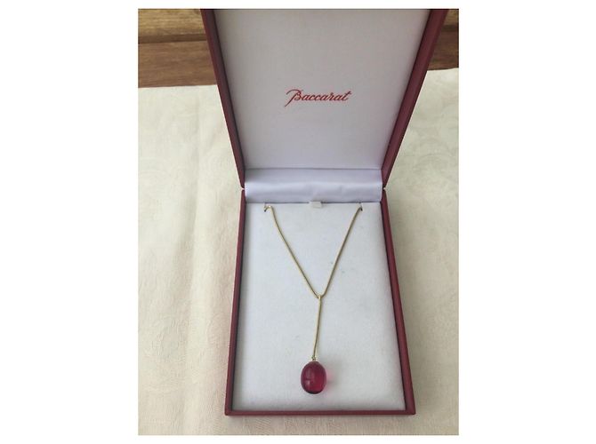 Collana Baccarat in oro giallo e cristallo rosa - vista 2