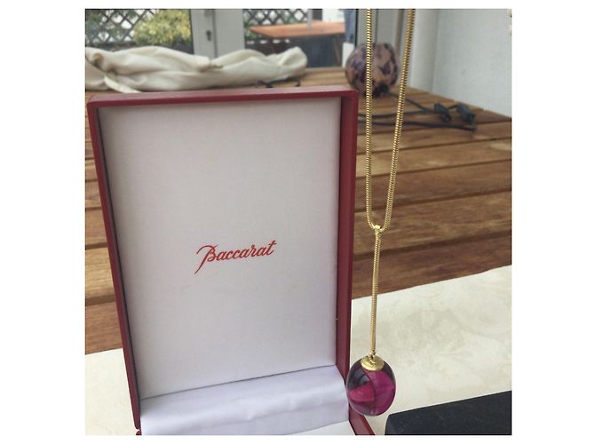 Collana Baccarat in oro giallo e cristallo rosa - vista 3