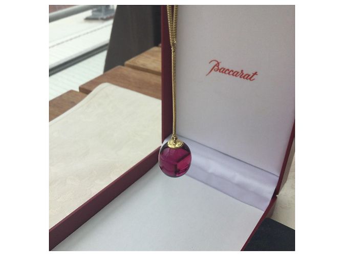 Collana Baccarat in oro giallo e cristallo rosa - vista 4