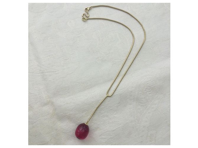 Collana Baccarat in oro giallo e cristallo rosa - vista 5