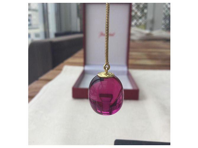 Collana Baccarat in oro giallo e cristallo rosa - vista 6