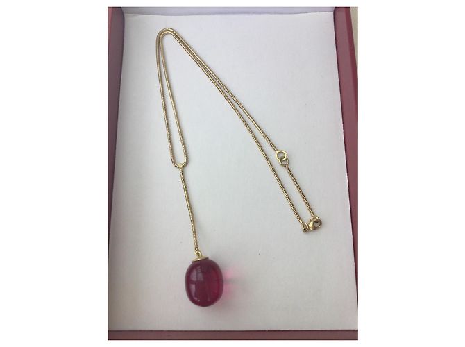 Collana Baccarat in oro giallo e cristallo rosa - vista 7