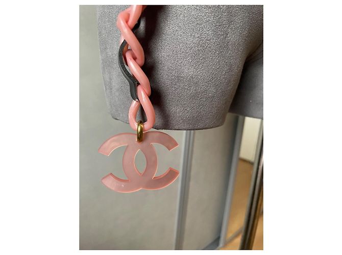 Chanel Gürtel aus Lackleder und Acryl Schwarz Rosa Pink - Ansicht 3