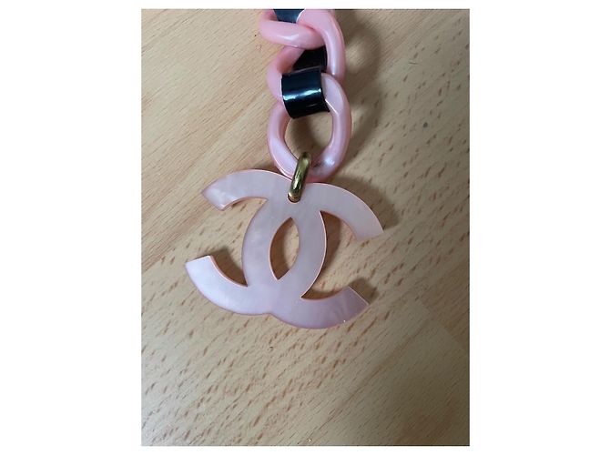 Chanel Gürtel aus Lackleder und Acryl Schwarz Rosa Pink - Ansicht 6