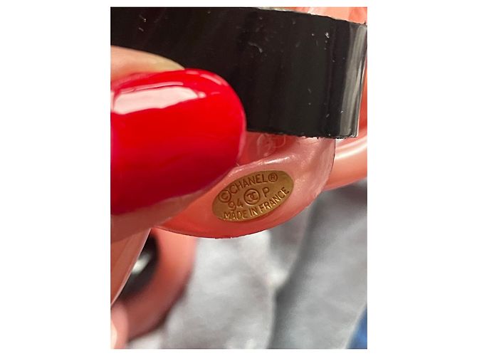 Chanel Gürtel aus Lackleder und Acryl Schwarz Rosa Pink - Ansicht 7