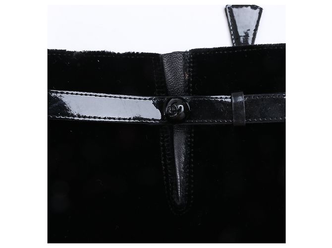 Timeless Botas largas de terciopelo Chanel Coco Mark en negro, talla 37,5 EU - vista 13
