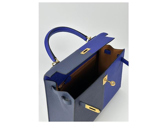 Hermès Kelly 25 Hermes Anthrazitgrau Marineblau Gold hardware - Ansicht 10