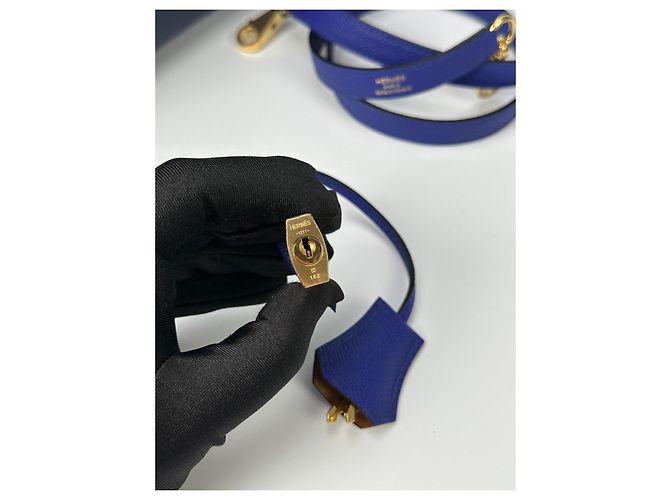 Hermès Kelly 25 Hermes Anthrazitgrau Marineblau Gold hardware - Ansicht 14