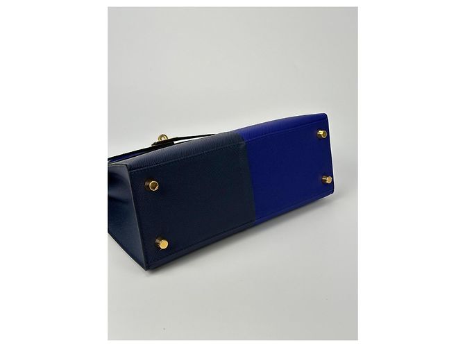 Hermès Kelly 25 Hermes Anthrazitgrau Marineblau Gold hardware - Ansicht 17
