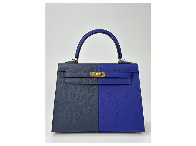 Hermès Kelly 25 Hermes Anthrazitgrau Marineblau Gold hardware - Ansicht 2