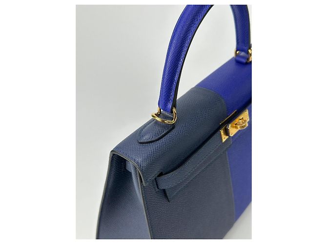 Hermès Kelly 25 Hermes Anthrazitgrau Marineblau Gold hardware - Ansicht 21
