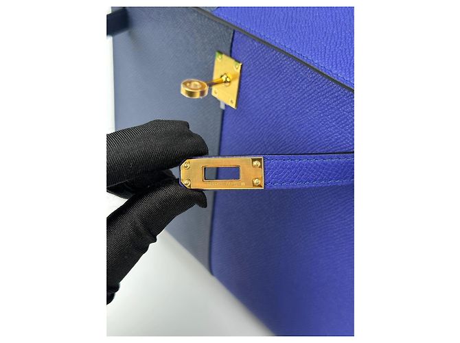 Hermès Kelly 25 Hermes Anthrazitgrau Marineblau Gold hardware - Ansicht 6