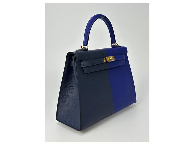 Hermès Kelly 25 Hermes Anthrazitgrau Marineblau Gold hardware - Ansicht 7