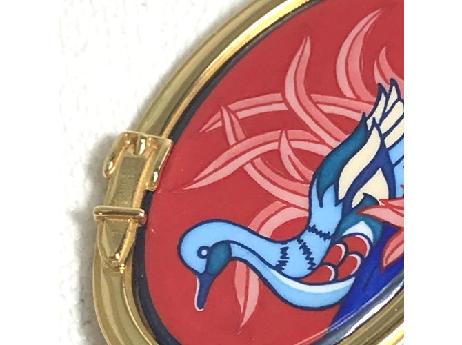 Spilla in smalto con motivo di uccello Hermès Rosso D'oro - vista 2
