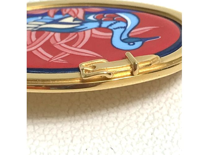 Spilla in smalto con motivo di uccello Hermès Rosso D'oro - vista 3