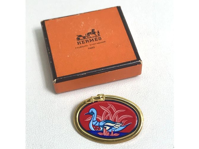 Spilla in smalto con motivo di uccello Hermès Rosso D'oro - vista 7