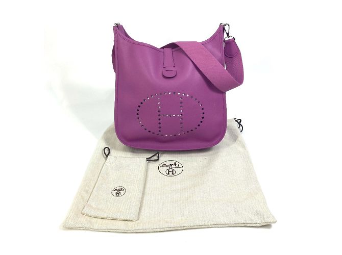 Borsa a Spalla Hermès Evelyn II GM Porpora Fuschia - vista 13