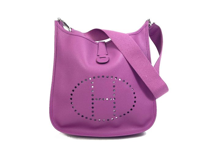 Borsa a Spalla Hermès Evelyn II GM Porpora Fuschia - vista 2