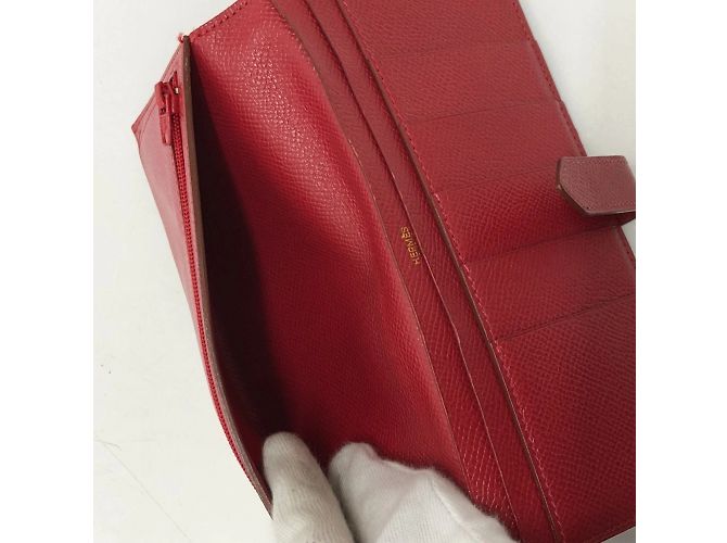 Hermès Bearn Soufflet Bifold Langbörse Rot - Ansicht 15