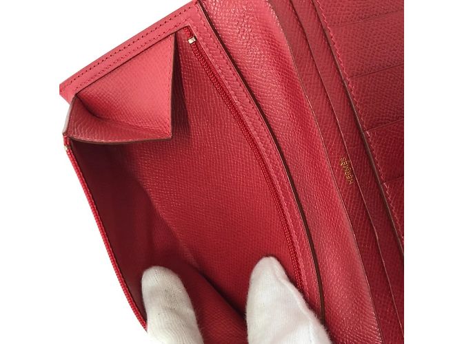 Hermès Bearn Soufflet Bifold Langbörse Rot - Ansicht 16