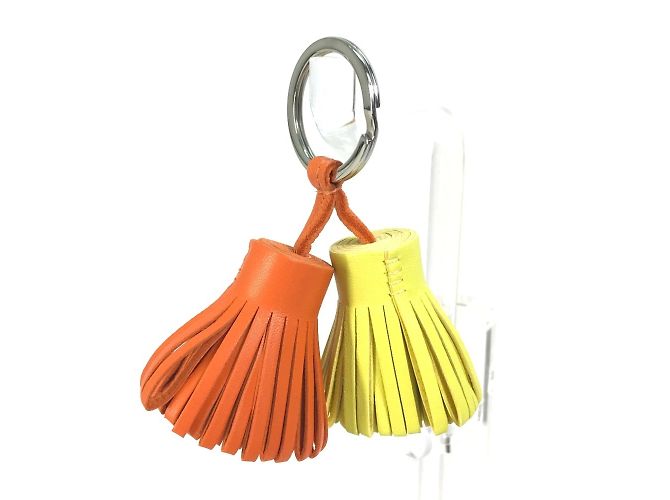 Ring Portachiavi Charm Borsa Unodos Carmen Frange Hermès Arancione Giallo - vista 2