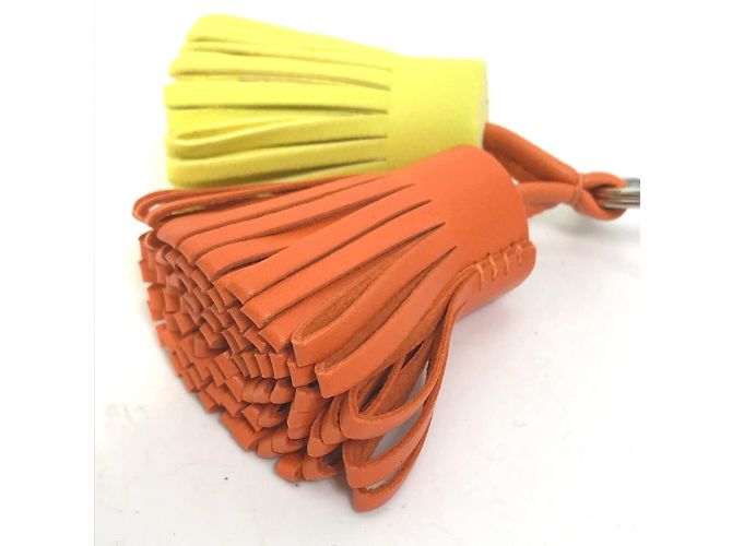 Ring Portachiavi Charm Borsa Unodos Carmen Frange Hermès Arancione Giallo - vista 7