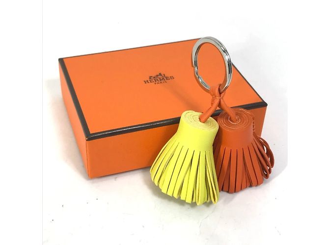Ring Portachiavi Charm Borsa Unodos Carmen Frange Hermès Arancione Giallo - vista 9