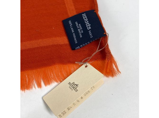 Sciarpa in lana con stampa Cavallo di Hermès Arancione - vista 11