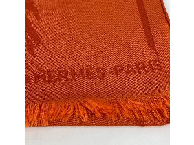 Sciarpa in lana con stampa Cavallo di Hermès Arancione - vista 5