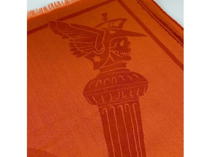 Sciarpa in lana con stampa Cavallo di Hermès Arancione - vista 7