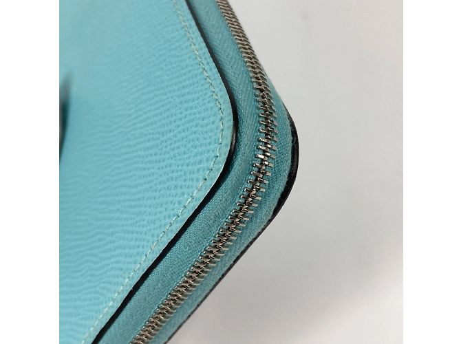 Portafoglio lungo con zip rotonda in seta Azap di Hermès Rosa Blu - vista 10