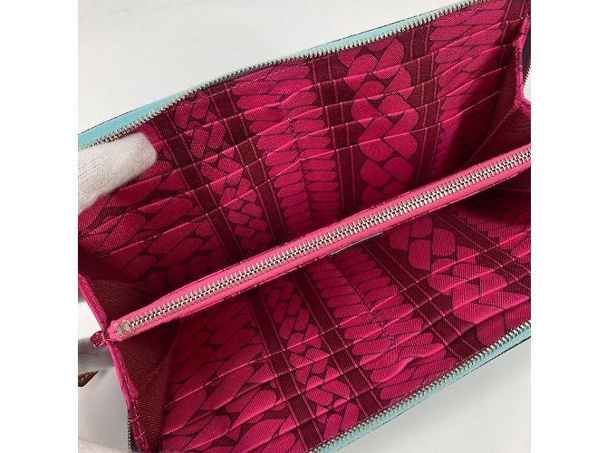Portafoglio lungo con zip rotonda in seta Azap di Hermès Rosa Blu - vista 12