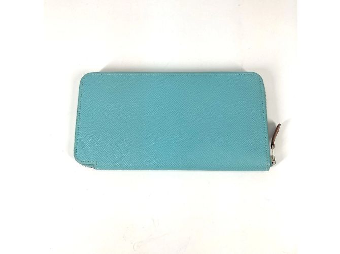 Portafoglio lungo con zip rotonda in seta Azap di Hermès Rosa Blu - vista 2