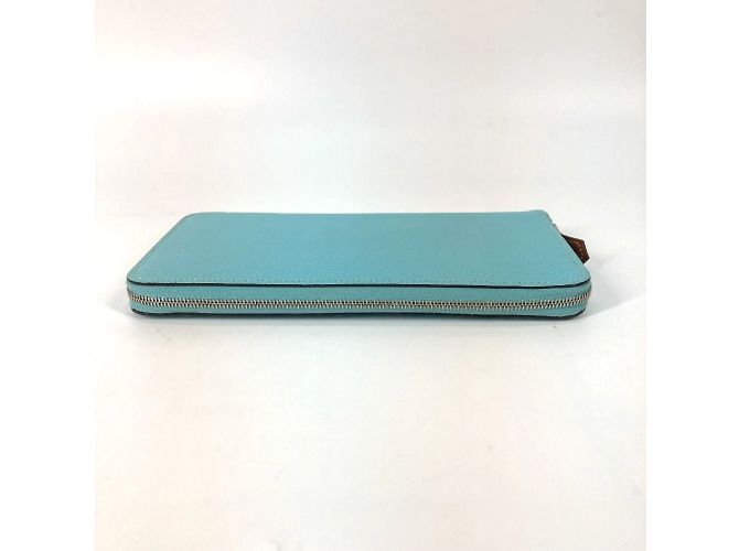 Portafoglio lungo con zip rotonda in seta Azap di Hermès Rosa Blu - vista 4