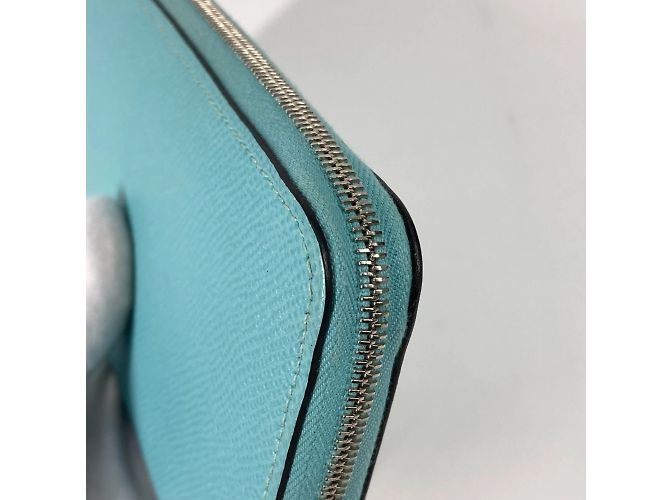 Portafoglio lungo con zip rotonda in seta Azap di Hermès Rosa Blu - vista 9