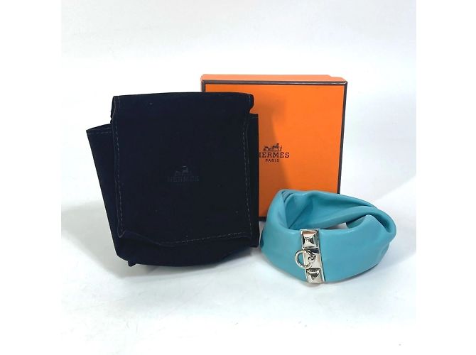 Hermès Pulsera HERMES Medor Torsade Petit H Plata Azul claro - vista 9