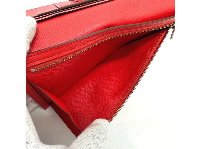 Hermès Bearn Soufflet Bifold Langbörse Rot - Ansicht 11