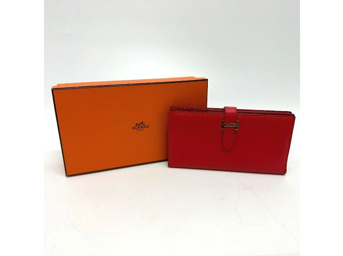 Hermès Bearn Soufflet Bifold Langbörse Rot - Ansicht 14