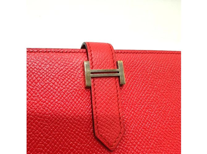 Hermès Bearn Soufflet Bifold Langbörse Rot - Ansicht 6