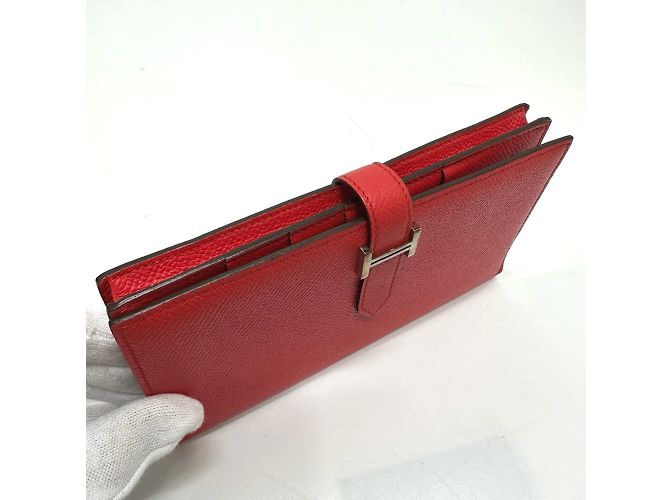 Hermès Bearn Soufflet Bifold Langbörse Rot - Ansicht 7