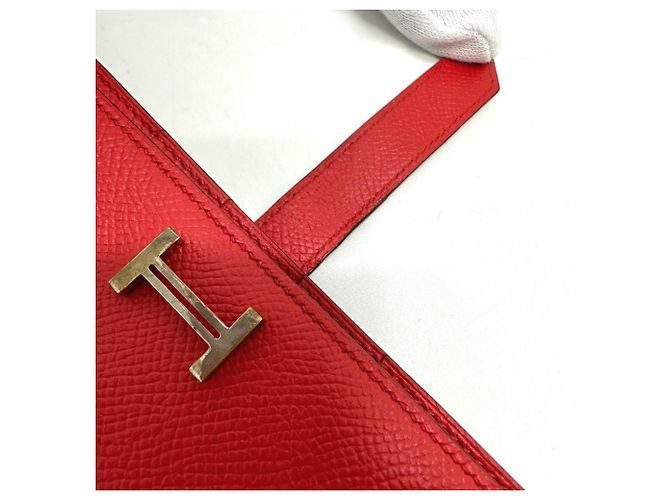 Hermès Bearn Soufflet Bifold Langbörse Rot - Ansicht 8